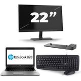 HP EliteBook 820 G3 - Intel Core i7-6e Generatie - 12 inch - 16GB RAM - 256GB SSD - Windows 11 + 1x 22 inch Monitor Zichtbaar gebruikt