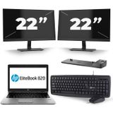HP EliteBook 820 G3 - Intel Core i7-6e Generatie - 12 inch - 16GB RAM - 256GB SSD - Windows 11 + 2x 22 inch Monitor Zichtbaar gebruikt