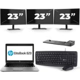 HP EliteBook 820 G3 - Intel Core i7-6e Generatie - 12 inch - 16GB RAM - 512GB SSD - Windows 11 + 3x 23 inch Monitor Zichtbaar gebruikt