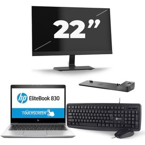 HP EliteBook 830 G5 - Intel Core i7-8e Generatie - 13 inch - 16GB RAM - 256GB SSD - Windows 11 + 1x 22 inch Monitor Zichtbaar gebruikt