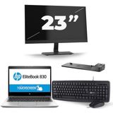 HP EliteBook 830 G5 - Intel Core i7-8e Generatie - 13 inch - 16GB RAM - 256GB SSD - Windows 11 + 1x 23 inch Monitor Zichtbaar gebruikt