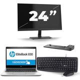 HP EliteBook 830 G5 - Intel Core i7-8e Generatie - 13 inch - 16GB RAM - 256GB SSD - Windows 11 + 1x 24 inch Monitor Zichtbaar gebruikt