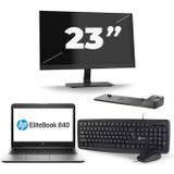 HP EliteBook 840 G3 - Intel Core i5-6e Generatie - 14 inch - 8GB RAM - 256GB SSD - Windows 11 + 1x 23 inch Monitor Zichtbaar gebruikt