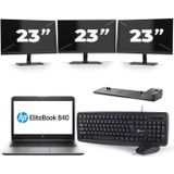 HP EliteBook 840 G3 - Intel Core i5-6e Generatie - 14 inch - 8GB RAM - 256GB SSD - Windows 11 + 3x 23 inch Monitor Zichtbaar gebruikt