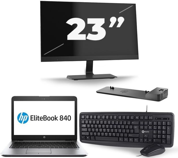HP EliteBook 840 G3 - Intel Core i7-6e Generatie - 14 inch - 16GB RAM - 256GB SSD - Windows 11 + 1x 23 inch Monitor Nette Staat