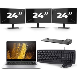 HP EliteBook 840 G5 - Intel Core i5-8e Generatie - 14 inch - 16GB RAM - 480GB SSD - Windows 11 + 3x 24 inch Monitor