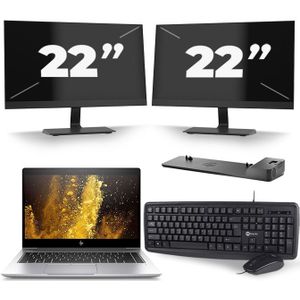 HP EliteBook 840 G5 - Intel Core i5-8e Generatie - 14 inch - 16GB RAM - 512GB SSD - Windows 11 + 2x 22 inch Monitor Zichtbare schade