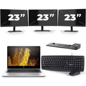 HP EliteBook 840 G5 - Intel Core i5-8e Generatie - 14 inch - 16GB RAM - 512GB SSD - Windows 11 + 3x 23 inch Monitor Zichtbare schade
