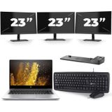 HP EliteBook 840 G5 - Intel Core i7-8e Generatie - 14 inch - 16GB RAM - 512GB SSD - Windows 11 + 3x 23 inch Monitor Zichtbaar gebruikt