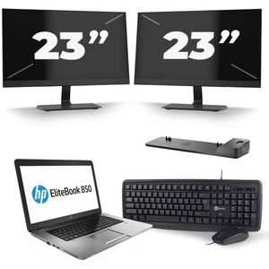 HP EliteBook 850 G1 - Intel Core i5-4e Generatie - 15 inch - 8GB RAM - 256GB SSD - Windows 11 + 2x 23 inch Monitor