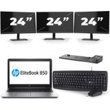 HP EliteBook 850 G3 - Intel Core i5-6e Generatie - 15 inch - 8GB RAM - 240GB SSD - Windows 11 + 3x 24 inch Monitor