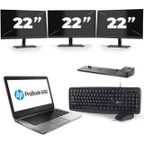 HP ProBook 640 G4 - Intel Core i3-8e Generatie - 14 inch - 8GB RAM - 256GB SSD - Windows 11 + 3x 22 inch Monitor Zichtbare schade