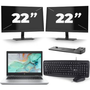 HP ProBook 645 G4 - AMD Ryzen 3 PRO 2300U - 14 inch - 8GB RAM - 256GB SSD - Windows 10 + 2x 22 inch Monitor Zichtbaar gebruikt