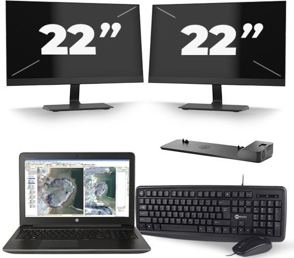 HP ZBook 15 G3 - Intel Core i7-6e Generatie - 15 inch - 16GB RAM - 512GB SSD - Windows 11 + 2x 22 inch Monitor Nette Staat