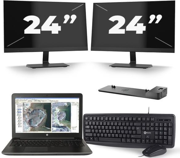 HP ZBook 15 G3 - Intel Core i7-6e Generatie - 15 inch - 16GB RAM - 256GB SSD - Windows 11 + 2x 24 inch Monitor Nette Staat