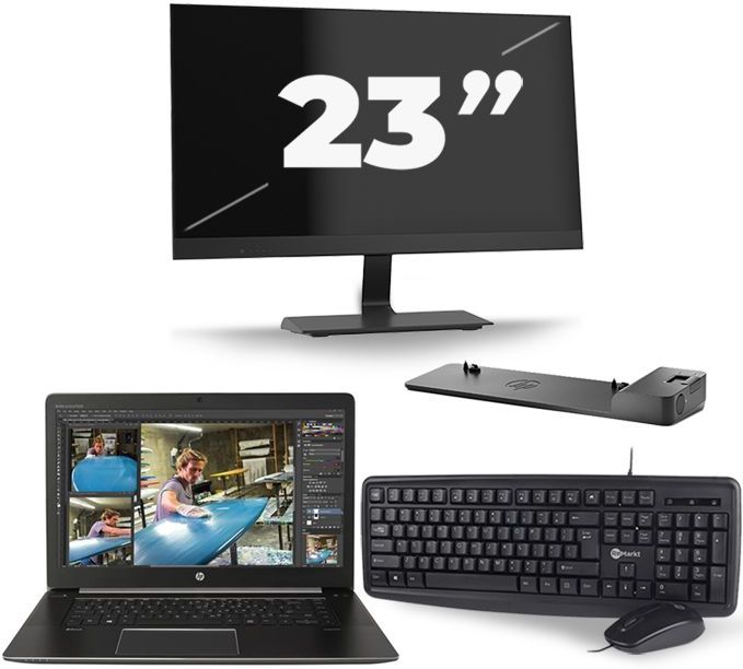 HP ZBook Studio G3 - Intel Core i7-6e Generatie - 15 inch - 16GB RAM - 256GB SSD - Windows 11 + 1x 23 inch Monitor Zichtbaar gebruikt