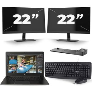 HP ZBook Studio G3 - Intel Core i7-6e Generatie - 15 inch - 16GB RAM - 256GB SSD - Windows 11 + 2x 22 inch Monitor Zichtbaar gebruikt