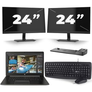 HP ZBook Studio G3 - Intel Core i7-6e Generatie - 15 inch - 16GB RAM - 256GB SSD - Windows 11 + 2x 24 inch Monitor Zichtbaar gebruikt