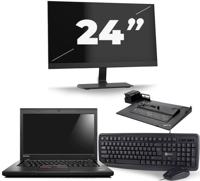 Lenovo ThinkPad L460 - Intel Core i5-6e Generatie - 14 inch - 8GB RAM - 256GB SSD - Windows 11 + 1x 24 inch Monitor Zichtbare schade