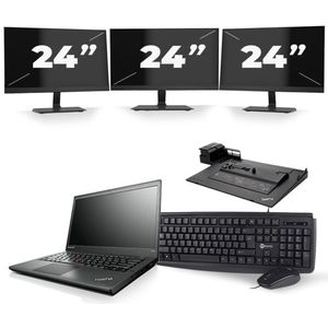 Lenovo ThinkPad T440s - Intel Core i5-4e Generatie - 14 inch - 8GB RAM - 240GB SSD - Windows 11 + 3x 24 inch Monitor