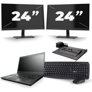 Lenovo ThinkPad T440s - Intel Core i7-4e Generatie - 14 inch - 8GB RAM - 240GB SSD - Windows 11 + 2x 24 inch Monitor