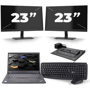 Lenovo ThinkPad T460s - Intel Core i5-6e Generatie - 14 inch - 8GB RAM - 256GB SSD - Windows 11 + 2x 23 inch Monitor Zichtbaar gebruikt