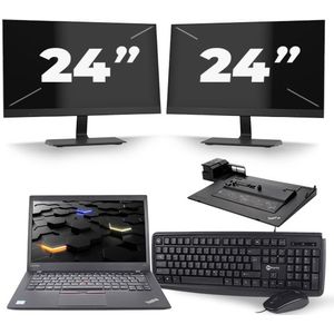 Lenovo ThinkPad T460s - Intel Core i5-6e Generatie - 14 inch - 8GB RAM - 256GB SSD - Windows 11 + 2x 24 inch Monitor Zichtbaar gebruikt