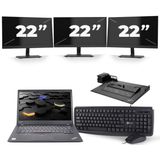 Lenovo ThinkPad T460s - Intel Core i5-6e Generatie - 14 inch - 8GB RAM - 256GB SSD - Windows 11 + 3x 22 inch Monitor Zichtbaar gebruikt