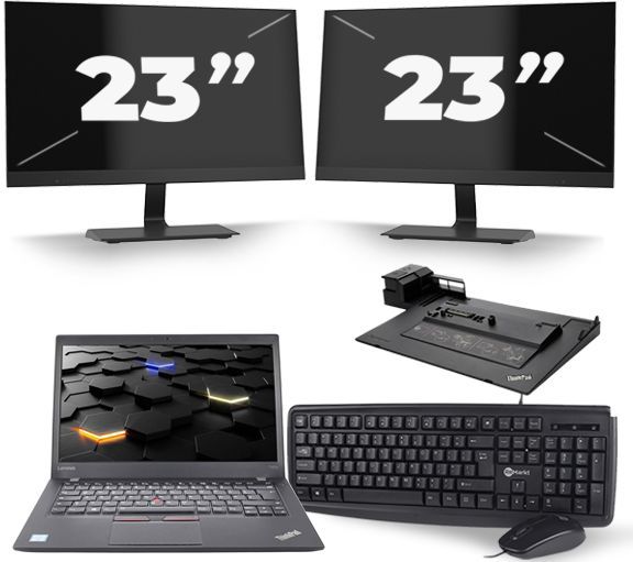 Lenovo ThinkPad T460s - Intel Core i5-6e Generatie - 14 inch - 8GB RAM - 256GB SSD - Windows 11 + 2x 23 inch Monitor Zichtbare schade