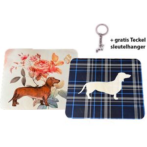 Teckel - Hond - Afdruipmat - 40x50cm - Onderzetter - Aanrecht mat - Vaat afwas mat - Place mat - Antislip mat - Bloemenprint