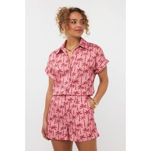 Ydence - Blouse - Roze - Korte Mouwen - Knoopsluiting