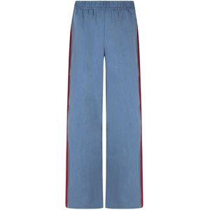 Ydence - Broek - Denim Blue/burgundy - Wide Leg - Dames