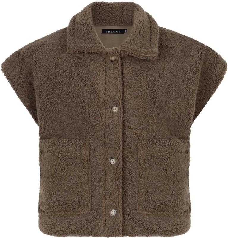 Ydence - Teddy Gilet - Donkergroen