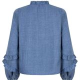 Ydence - Blouse - Blauw - Lange Mouwen - V-hals met Knoopsluiting