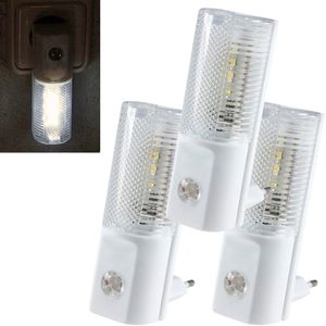 Q-Link LED Nachtlampje - 3 Stuks - Lichtsensor - Stopcontact Sensorlampje - Wit LED Licht - Dag en Nacht Sensor - Kinderen en Volwassenen
