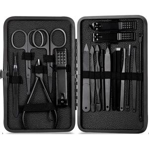 Fancynails - 18-delige Draagbare Manicure Set - Luxe Cadeau voor Haar, Professioneel Roestvrij Staal Nagelknipper Pedicure, Complete Nagelverzorgingsset met Wenkbrauw Verzorgingsset in Elegant Lederen Etui - Perfect Beauty Cadeau voor Vrouwen