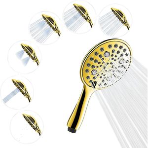 6-Function High Pressure Shower Head - 15 cm brede hoek handdouche hoofd - luxe design (6 functies, goud)