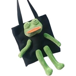 Kikker Tas Deluxe - Met ritssluiting - Extra binnenvak met rits - Frog - Grappige zak - Draagtas - Dieren - Dierenhumor - Grappen