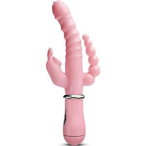 Triple Vibrator - Dildo - Roze - Tarzan - Flexibel - Erg veel trilpunten - Tong