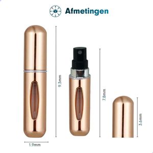 T.O.M. Parfumverstuiver- 1 Parfumvuller 5 ML -Goud- Parfum verstuiver navulbaar - Verstuiver flesje leeg - Draagbare Mini navulbare Spray - Navulling Parfum flesje - Hervulbare Parfumfles - Travel Size