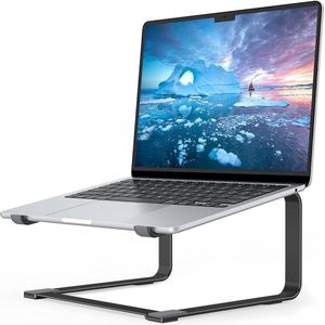 Laptopstandaard voor bureau, metalen computerverhoger, stevige stabiele pc-houder, ergonomische laptoplift voor 12 tot 17,3 inch notebookcomputer, zwart