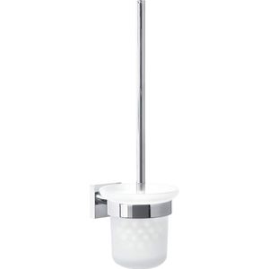 Ekkro toiletborstel, hoogglans verchroomd metaal, zelfklevende montage technologie, 145 mm x 112 mm x 379 mm