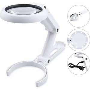 Avoir Avoir®- Handig en praktisch 5/11x vergrootglas met licht voor lezen en bekijken van kleine teksten – Inklapbare standaard – Witte ringverlichting met 8 LED-lampen – Hoogwaardig optische lens – Oplaadbare batterij – Compact en draagbaar