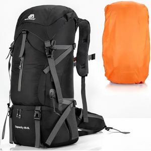 Avoir Avoir®-Backpack 70L Capaciteit -Hiking-Waterdichte Nylon-Zwart-Rugzak- Tas- Camping -Reistas met Regenhoes-Backpacks