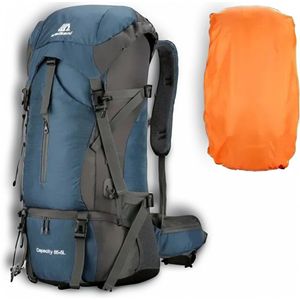 Avoir Avoir®-Hiking travel backpack -70L- regenhoes-Backpacks- Nylon-Blauw-Rugzak- Tas- Camping -Reistas met Regenhoes - Bol.com