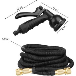 Flexibele Tuinslang 5 tot 15 meter - GRATIS tas en koppelstuk - Tuinsproeier - Tuin Besproeien - Waterslang - Sproeikop - Garden Hose Tuinslanghouder - Sproeikop met 8 standen - Universele koperen fittings, lente, tuineren, bloemen, water