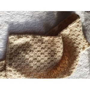 Sjaal-baby-winter-afm:15x85 cm-beige-handgemaakt-(Sweet baby Bedstraw )