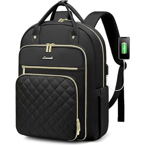 Laptop tas/rugzak - Patroon ruitjes 17.3 inch Zwart - Met USB-oplaadpoort waterbestendig - Rugzak voor reizen, werk, kantoor, school, 32L 33.8x20x48.3cm