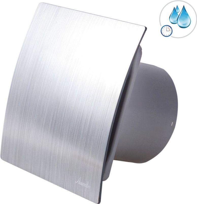 Awenta badkamerventilator SILENT Ø100 mm - Timer en vochtsensor - Zilver