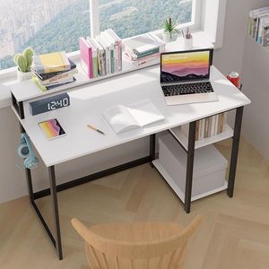 Laptoptafel, thuiskantoor, bureau, eenvoudige montage, metalen frame, 120 x 55cm